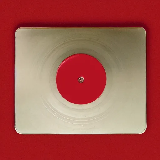 Image similar to close photograph of a cd cover with a small red rectangle on its side