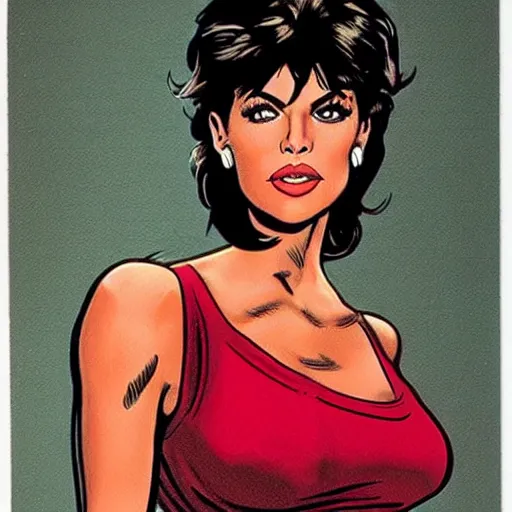 Prompt: a 1 9 8 0 s comic book painting of lisa rinna