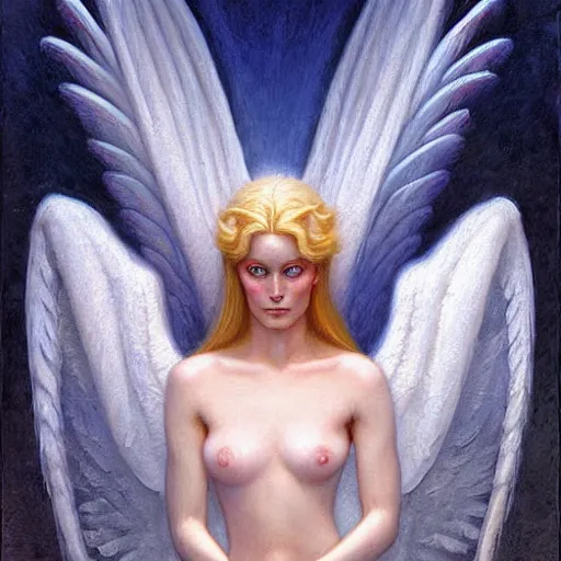 Prompt: portrait of a frost angel, by gerald brom.