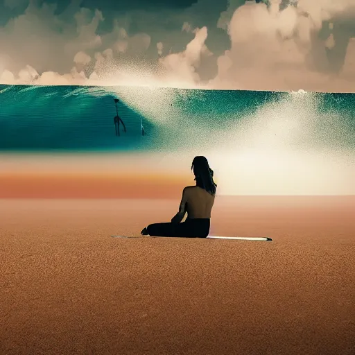 Prompt: 8k cinematic skeleton on a surfboard over a rainbow wave