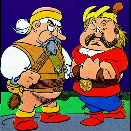 Image similar to Asterix & Obelix in the style of Jean Giraud, Moebius