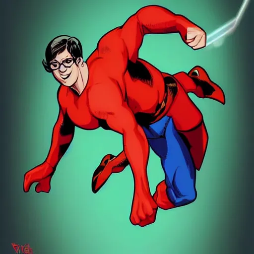 Image similar to Velma uppercutting Superman, comic book, high action, concept art