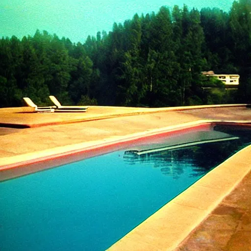 Image similar to Beautiful colored-photo cameraphone 2005 soft liminal Photograph of an infinite pool