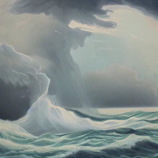Prompt: A painting of Eurus: the stormy and turbulent east wind