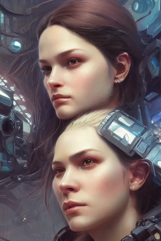 Image similar to ultra realistic illustration, closeup headshot portrait, hacknaut cyberpunk, sci - fi, fantasy, intricate, elegant, highly detailed, digital painting, artstation, concept art, smooth, sharp focus, illustration, art by artgerm and greg rutkowski and alphonse mucha