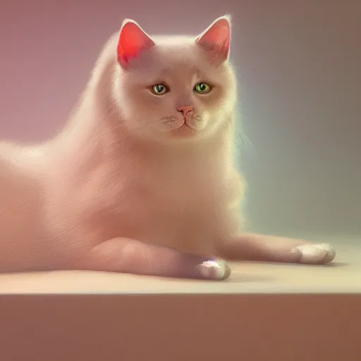 Image similar to a beautiful cat, aesthetic, oil painting, pale colors, high detail, 8 k, wide angle, octane render, trending on artstation,