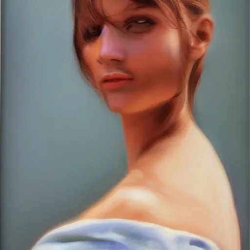 Prompt: color portrait beautiful Italian young woman, by J. Flynn, clean, detailed, award winning