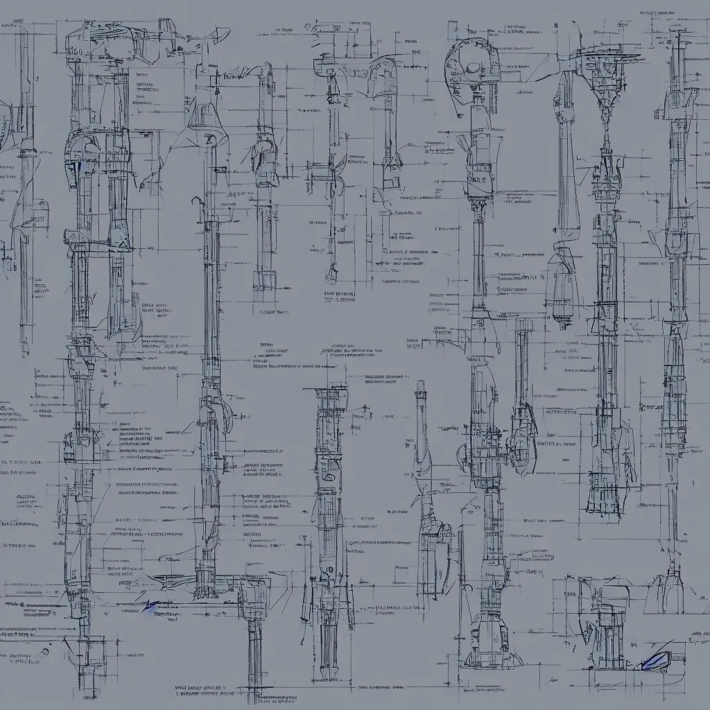 Prompt: Leaked design of a robotic leg. Blueprint