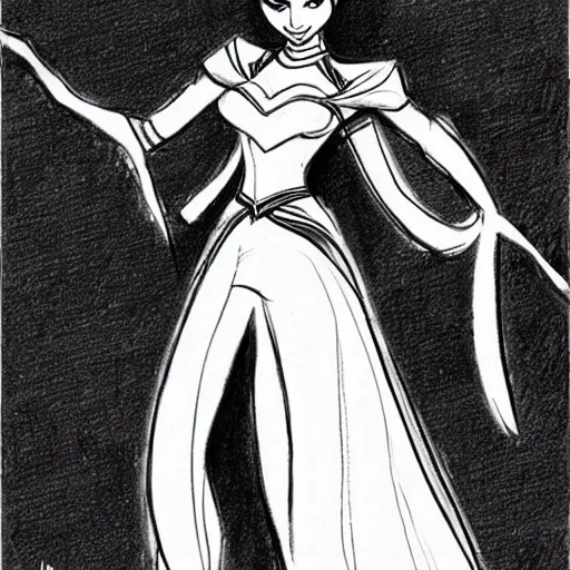 Image similar to milt kahl sketch of victoria justice as princess padme from star wars episode 3