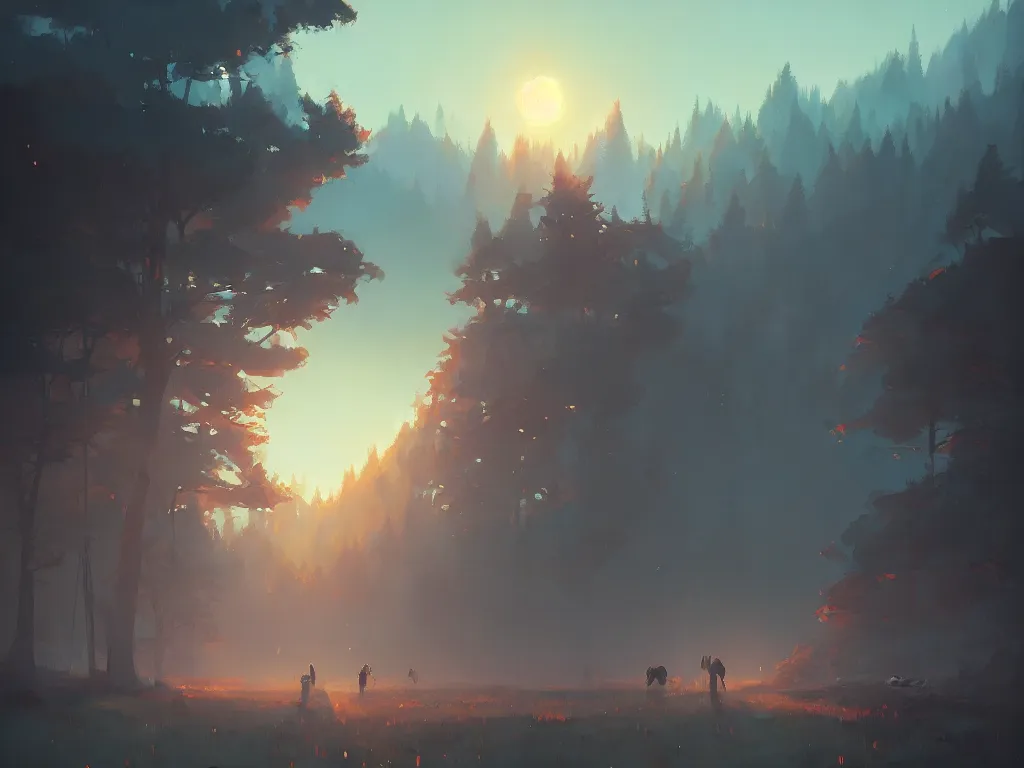 Image similar to a beautiful landscape at dawn by atey ghailan, ismail inceoglu, michal lisowski, artstation, volumetric light, high detail, perfect