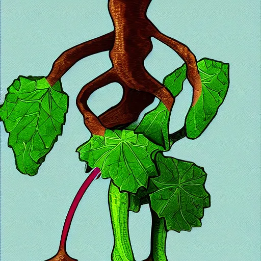 Prompt: Grapevine with legs, coherent digital painting