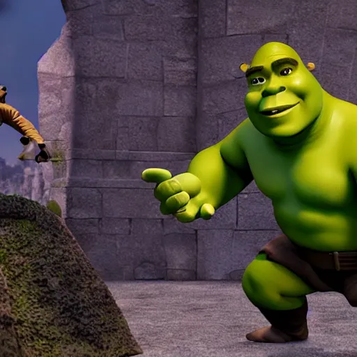 Prompt: shrek as james bond action figures, unreal engine, high resolution