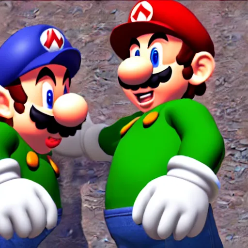 Image similar to Mario and Luigi in king of Fighters 15 unreal engine 5 4k ultra realistic and high quality