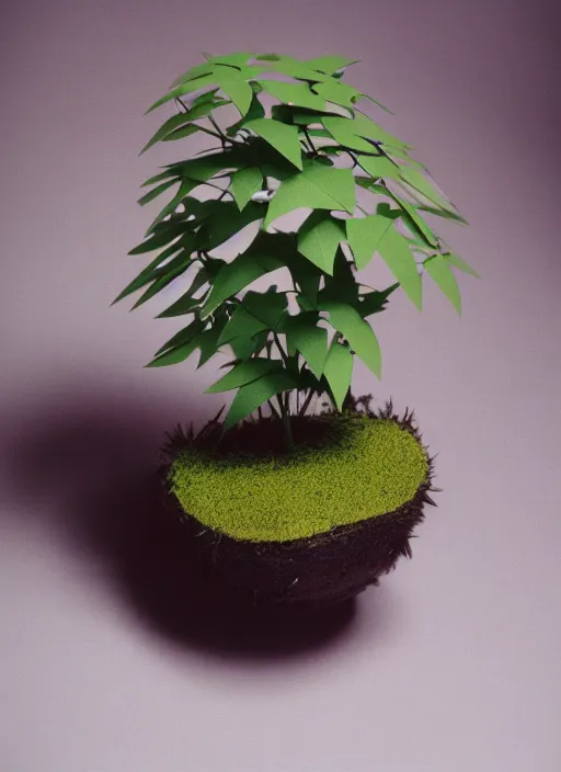 Prompt: totoro film still of a full still life seinen manga commercial photo of real - life origami plant, cinestill, 8 k