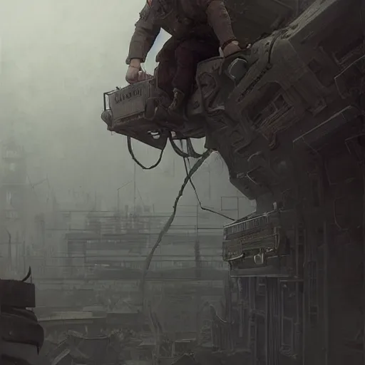 Prompt: a highly detailed epic cinematic concept art CG render digital painting artwork: a young man grotesquely morphs into a dieselpunk Soviet machine. By Greg Rutkowski, Ilya Kuvshinov, WLOP, Stanley Artgerm Lau, Ruan Jia and Fenghua Zhong, trending on ArtStation, subtle muted cinematic colors, made in Maya, Blender and Photoshop, octane render, excellent composition, cinematic atmosphere, dynamic dramatic cinematic lighting, precise correct anatomy, aesthetic, very inspirational, arthouse