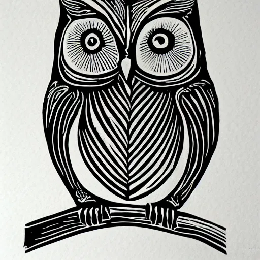 Image similar to linocut owl,