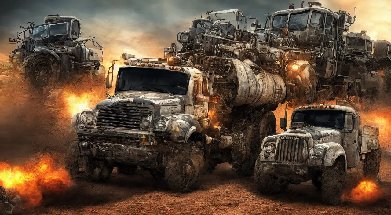 Prompt: hard truck apocalypse game, high definition, high detail, 4 k,