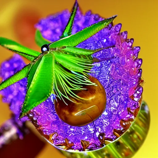 Image similar to venus flytrap made of crystal and gemstones