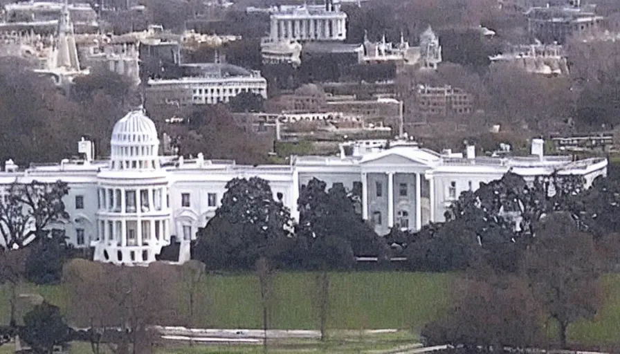 Image similar to gandalf attacks the white house, cnn news footage taken from above.