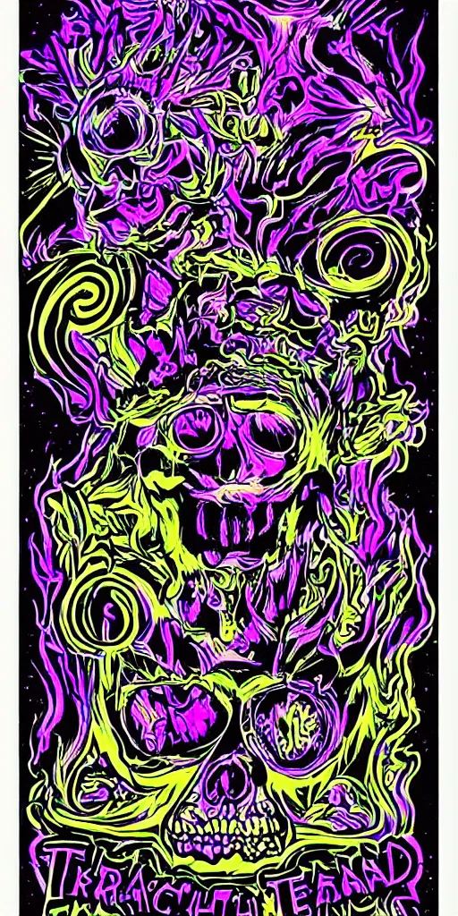 Prompt: a psychedelic black-light poster for a little band I like to call... the Grateful Dead!