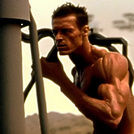 Image similar to tall muscular soldier, still from the movie aliens