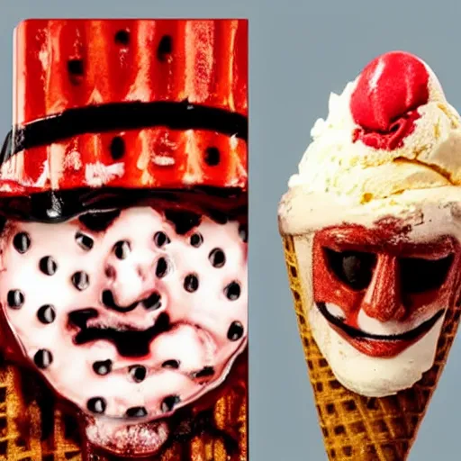 Prompt: freddy kruger face on an ice cream with a stick, realistic photography, high detailed