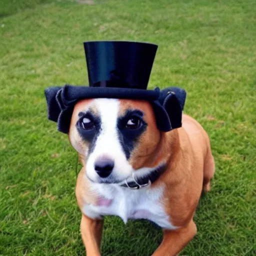 Prompt: Dog wearing a top hat