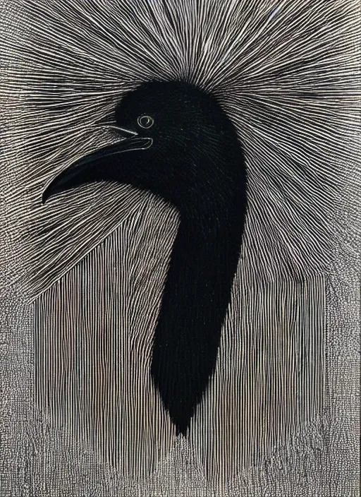 Image similar to black gold silver, crow portrait!!!!!, symmetrical, award - winning painting, abstract, gold and silver shapes, rectangles, geometry, elegant, luxurious, beautiful, pitch black background, dali