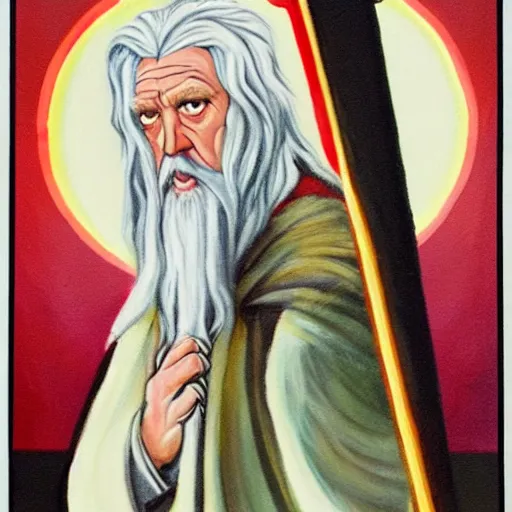 Image similar to gandalf as art deco, painting