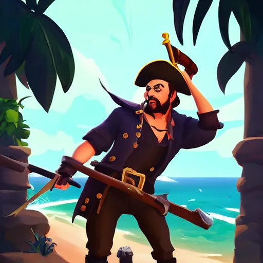 Image similar to painting jack the pirate on sea of thieves game avatar hero smooth face median photoshop filter cutout vector behance hd by jesper ejsing, by rhads, makoto shinkai and lois van baarle, ilya kuvshinov, rossdraws, illustration, art by ilya kuvshinov and gustav klimt