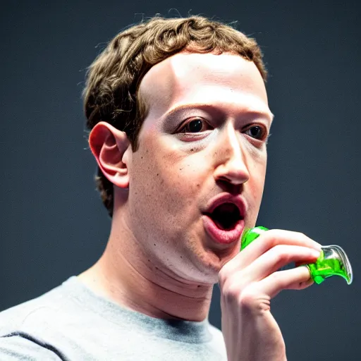 Image similar to Mark Zuckerberg eating a lightbulb, highly detailed, high quality, HD, 4k, 8k, Canon 300mm, professional photographer, 40mp, lifelike, top-rated, award winning, realistic, sharp, no blur, edited, corrected, trending