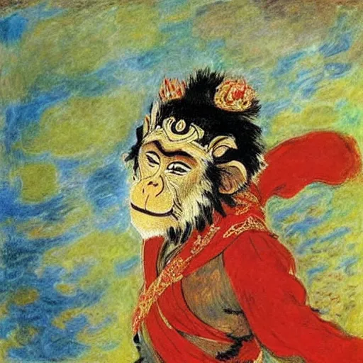 Image similar to The monkey king of China, Journey to the west, Claude Monet