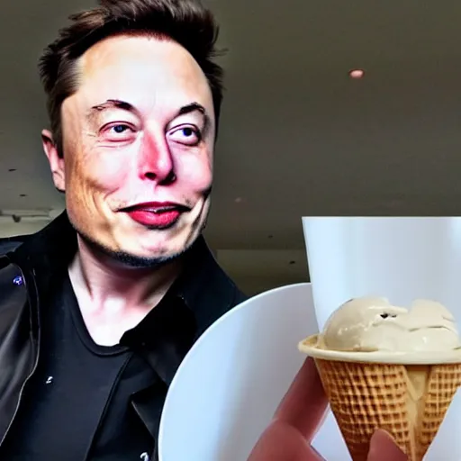 Prompt: elon musk serving you ice cream