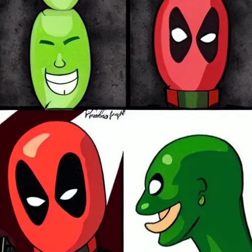 Image similar to deadpool as a pickle