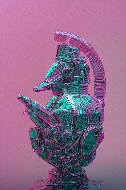 Image similar to robot duck concept portrait, lcd neon 3 d fractal metallic ceramic, detailed, sharp focus, pastel, intricate, realistic, smooth, volumetric lighting, digital painting, by miyazaki