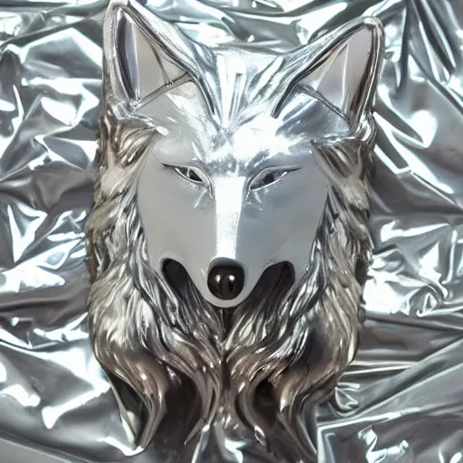 Prompt: plastic shiny wolf