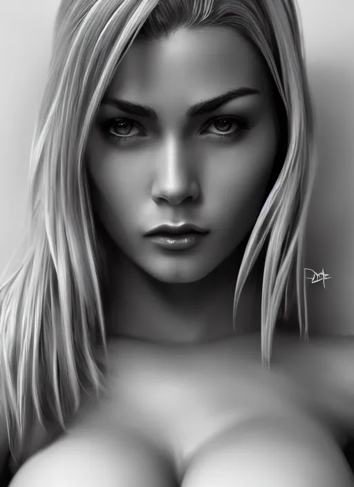 Image similar to up close portrait of a beautiful woman in black and white, photorealistic, upper body, art by diego fazio and diegoKoi and artgerm, concept art, hyper sharp focus, 8k highly detailed