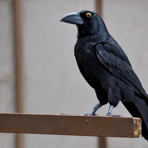 Prompt: A photo of a crow that only goes to these business meetings because there are free donuts.