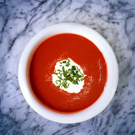 Image similar to kim kardashian in a bowl of tomato soup, photorealism, dynamic lighting, depth of field