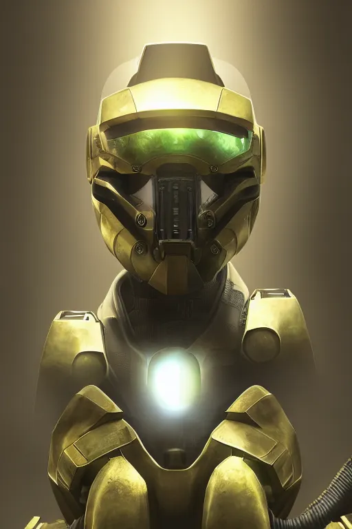 Image similar to robot ninja mask helmet halo master chief radiating a glowing aura global illumination ray tracing hdr fanart arstation by ian pesty and katarzyna da „ bek - chmiel