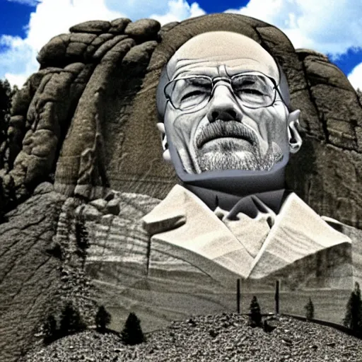 Prompt: walter white on mount rushmore