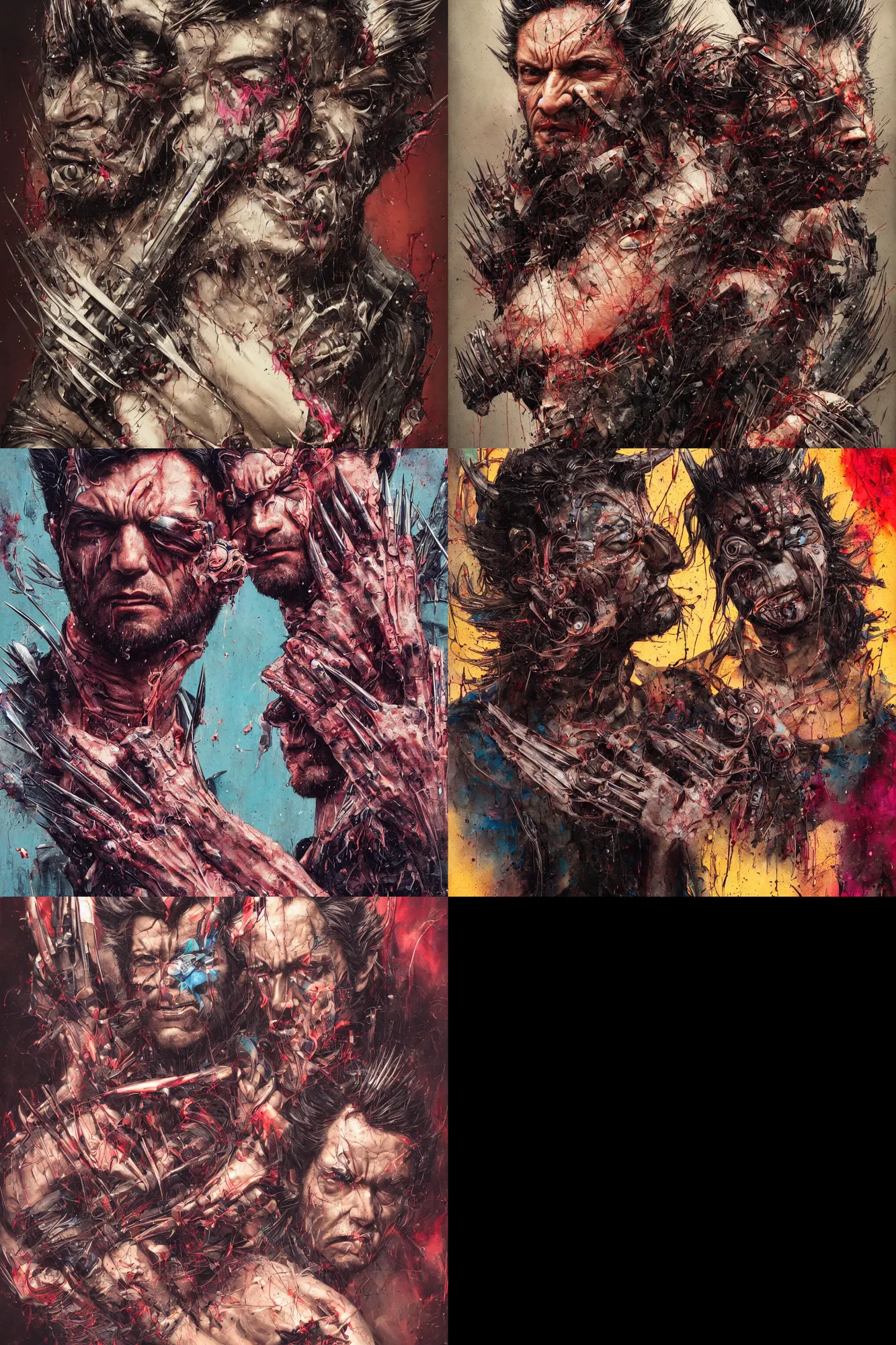 Prompt: Portrait of Wolverine, cameras, melting ,8k,by tristan eaton,Stanley Artgermm,Tom Bagshaw,Greg Rutkowski,Carne Griffiths, Ayami Kojima, Beksinski, Giger,trending on DeviantArt,face enhance,hyper detailed,minimalist,cybernetic, android, blade runner,full of colour