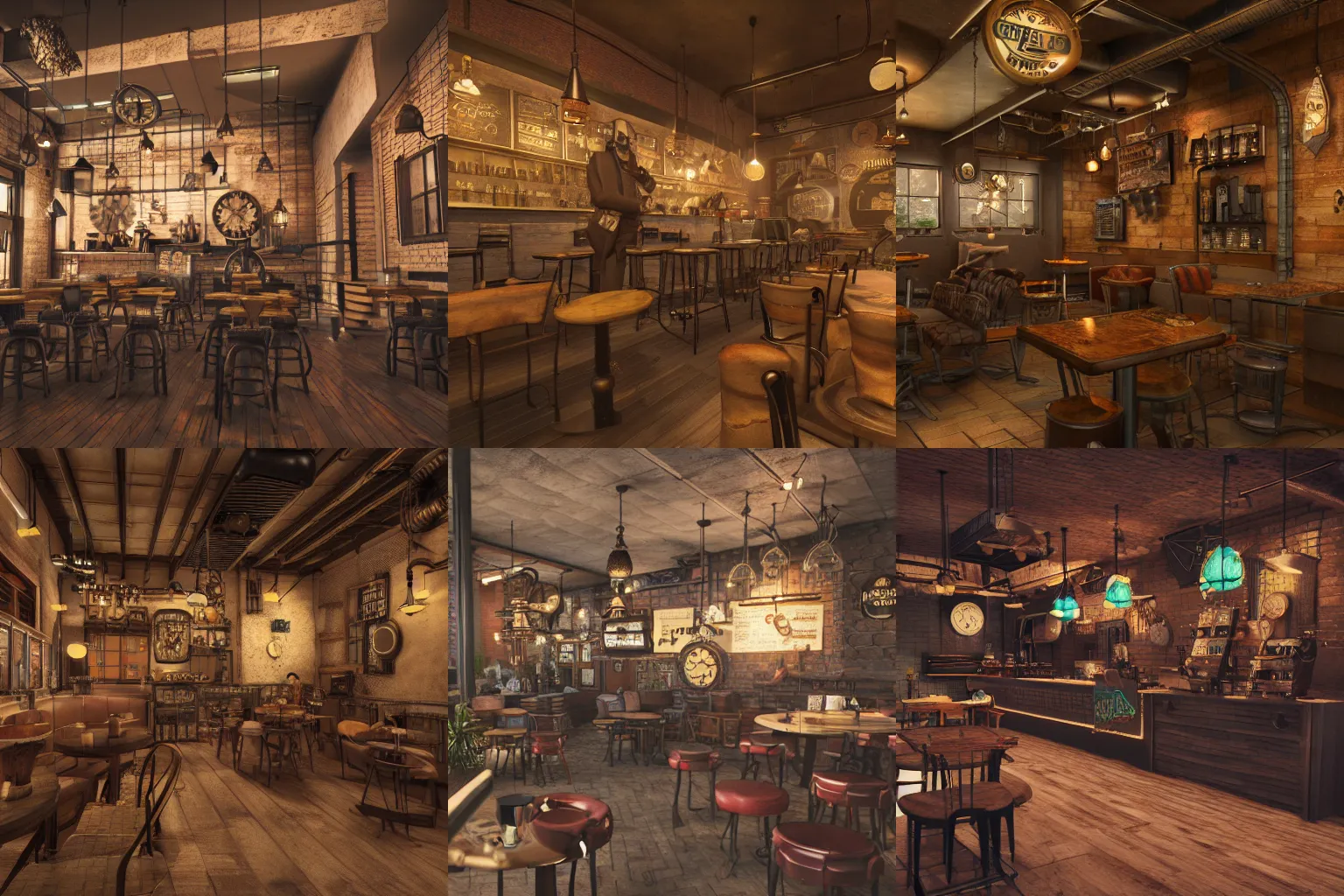 Prompt: Steampunk coffeeshop 4K render octane