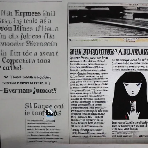 Image similar to the new york times newspaper talking about catgirls are living as spies for japan, photo copy, scanned from printer.