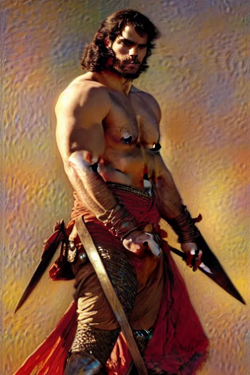 Image similar to henry cavill as a warrior, painting by gaston bussiere, craig mullins, j. c. leyendecker, claude monet