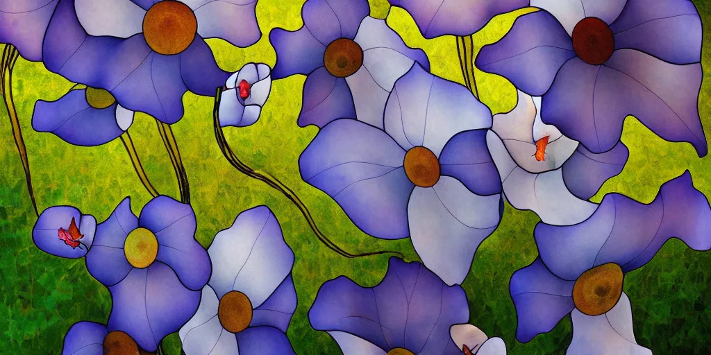 Image similar to morning glory flower, by gaudi and hong gil - dong