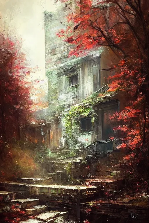 Image similar to (((((a ramshackle manhattan brick brownstone deep in the forest))))) by Andree Wallin!!!!!!!!!!!!!!!!!!!!!!!!!!!
