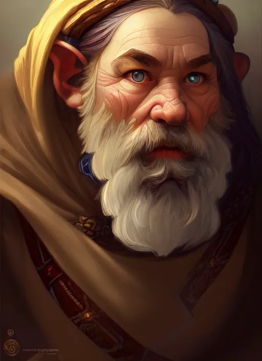 Image similar to portrait of an dwarf - elf using the golden ratio, highly detailed, digital painting, artstation, sharp focus, illustration, art by tan zi and ayanamikodon and alphonse mucha and wlop