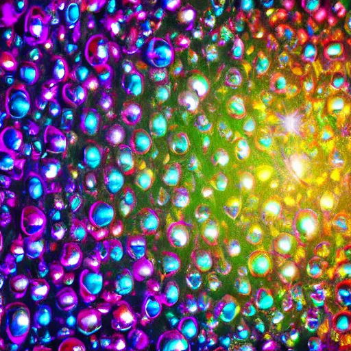 Image similar to multicolored crystals, growing, exploding, bright, colorful, photorealistic, ultra detailed, reflections, rainbow, 4 k