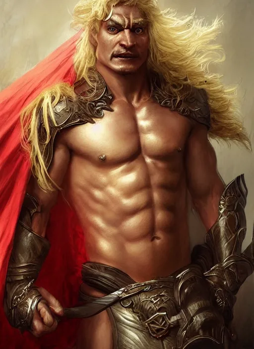 Prompt: orlando bloom as a blonde orc, digital art by eugene de blaas and ross tran, vibrant color scheme, highly detailed, in the style of romanticism, cinematic, artstation, greg rutkowski